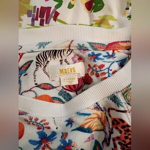 Anthropologie Maeve Colorful Floral and Animal Print Cropped Sweatshirt Size XL